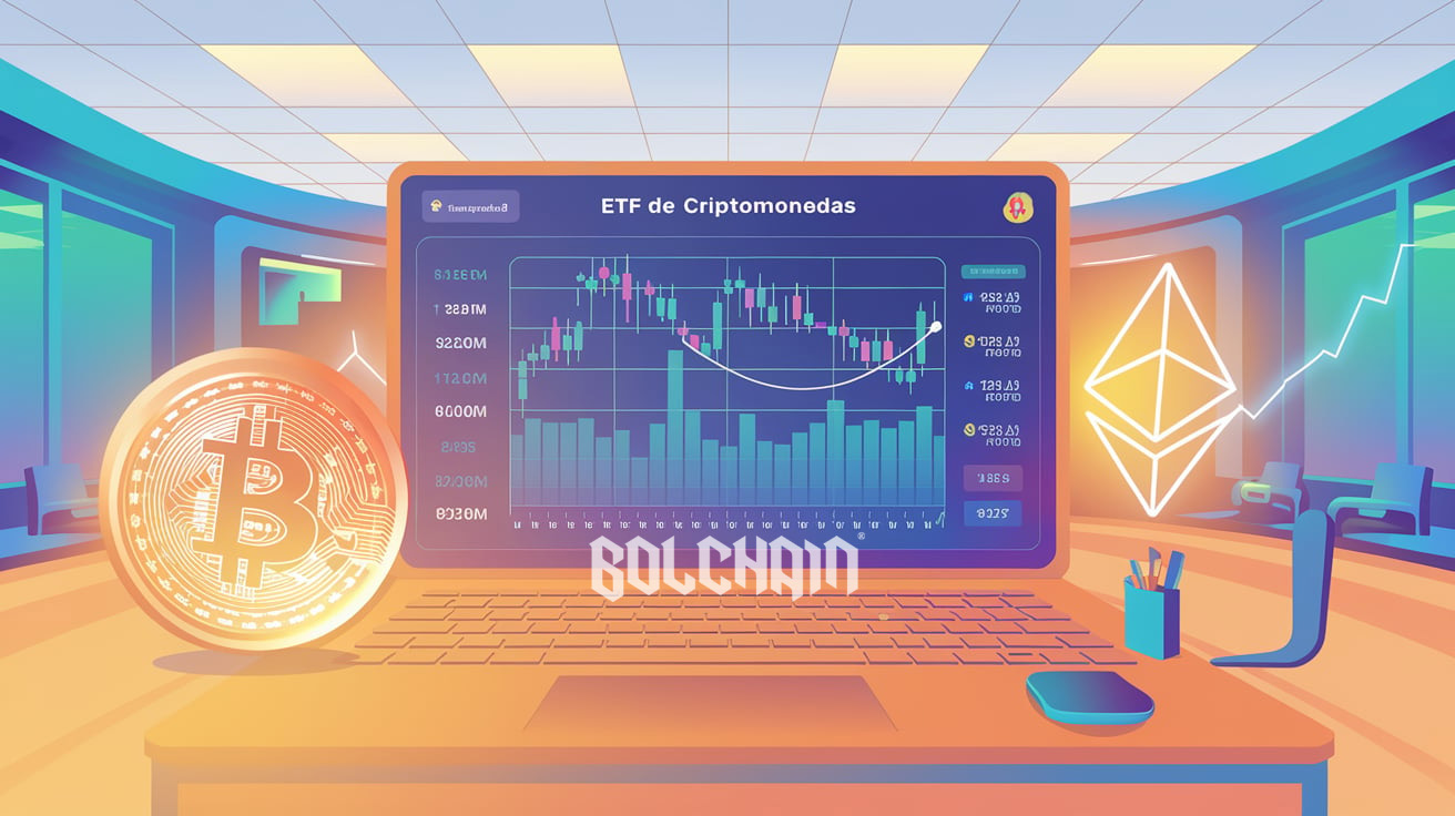 Gráfico de ETF de criptomonedas mostrando adopción en 2025